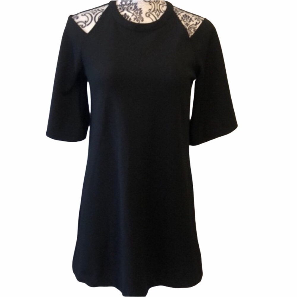 Foxiedox‎ Black Cold Shoulder Simple Shift S Dress
